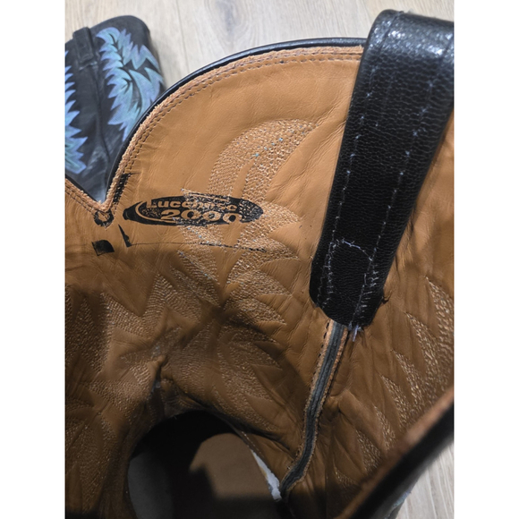 Lucchese 2000 Full Quill Ostrich Cowboy Boots Black Square Toe Men’s 9 D USA - Picture 8 of 10